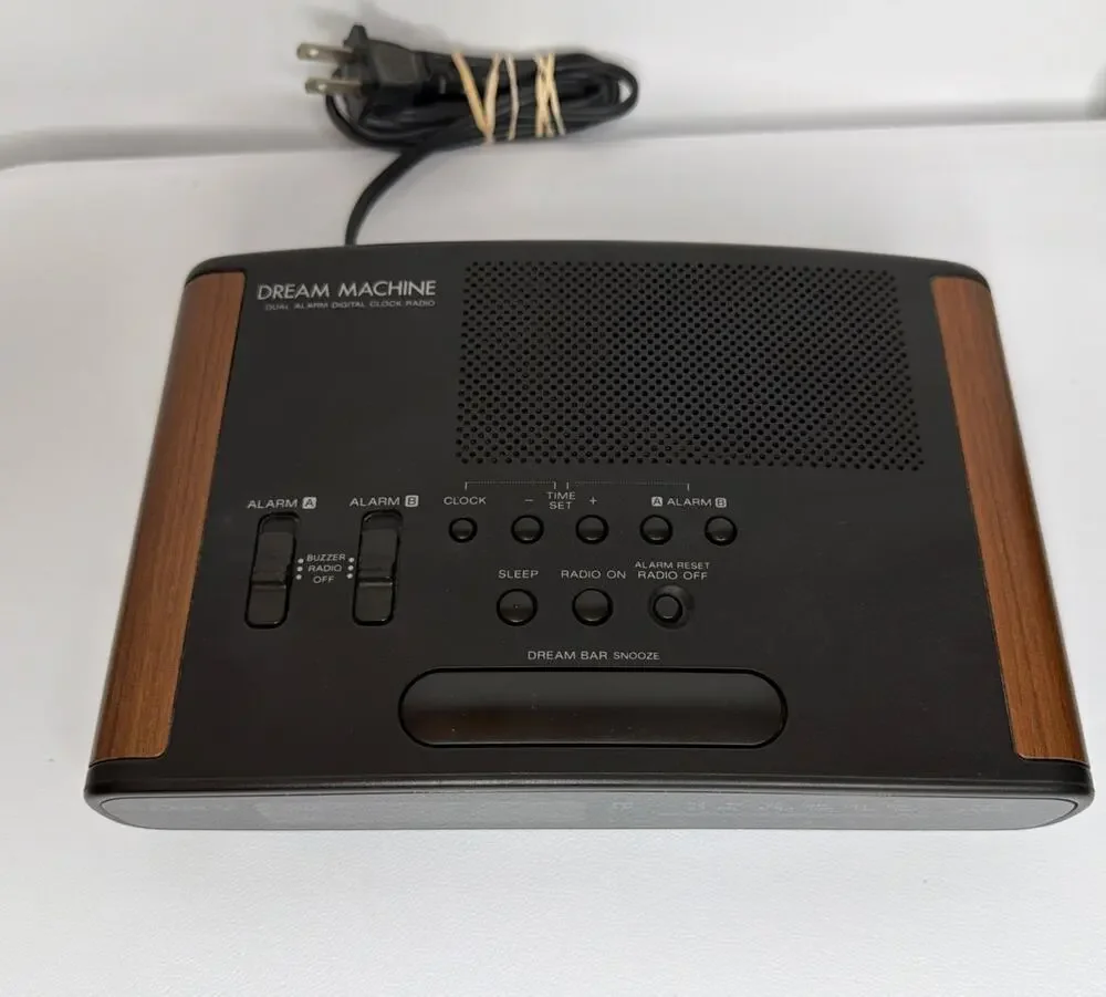Sony Dream Machine ICF-C420 Digital Clock Radio Black Woodgrain AM/FM Dual Alarm